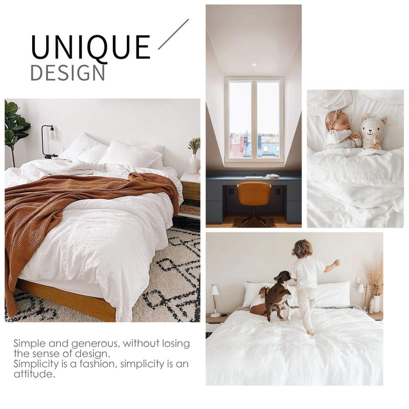 Simple&Opulence 100% Linen Duvet Cover Set 3pcs Basic Style Natural French Washed Flax Solid Color Soft Breathable Farmhouse Bedding with Button Closure - White, Full - Image 5